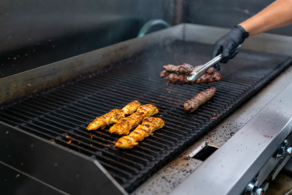 Chicken and kafta skewers on the Green Olive grill